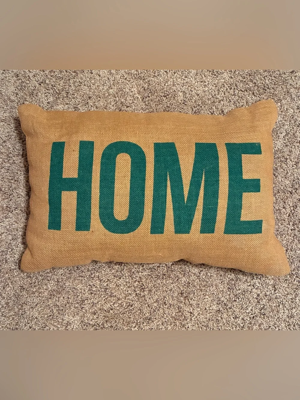 Rustic Burlap “HOME” Decorative Throw Pillow Farmhouse Country Cabin